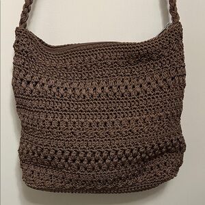 Lina taupe Crochet Shoulder Bag